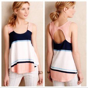 Anthropologie Deletta Striped Open Back Tank Top